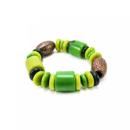 Bracelet manchette ivoire végétal vert clair - tagua
