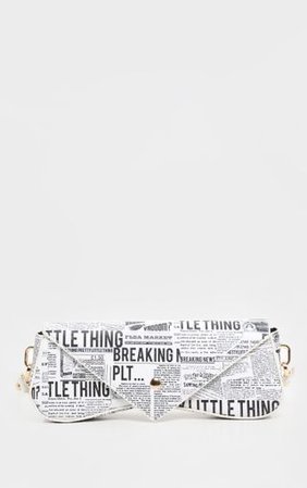 Monochrome Newspaper Envelope Shoulder Bag | PrettyLittleThing