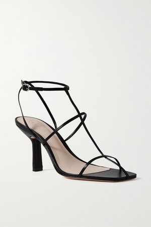 Black Leather sandals | Porte & Paire | NET-A-PORTER