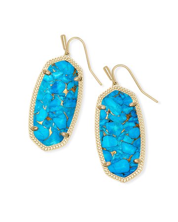 Elle Gold Drop Earrings in Bronze Veined Turquoise Magnesite | Kendra Scott