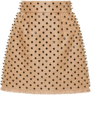 Dolce & Gabbana Strauss-Embellished Raffia Skirt Size: 36