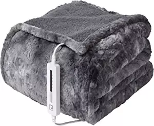 Amazon.com: EHEYCIGA Heated Blanket Electric Blanket Throw - Heating Blanket Faux Fur with 5 Heating Levels & 4 Hours Auto Off, Soft Cozy Sherpa Washable Blanket with Fast Heating, 50 x 60 Inches, Grey : Home & Kitchen
