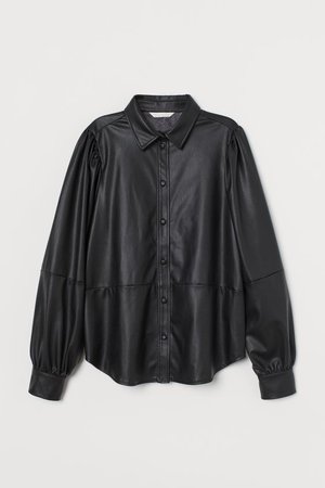 Faux Leather Shirt - Black - Ladies | H&M US