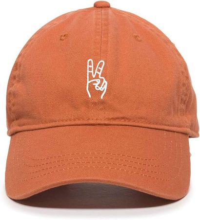 DSGN By DNA Peace Sign Baseball Cap Embroidered Cotton Adjustable Dad Hat Orange at Amazon Men’s Clothing store