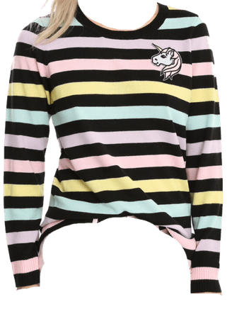 Pastel Stripe Unicorn Girls Sweater | Hot Topic