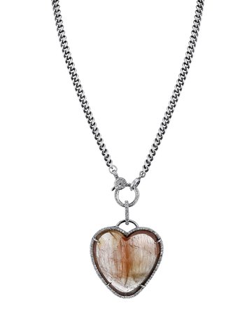 Sheryl Lowe 21" Rutilated Quartz Heart Pendant Necklace