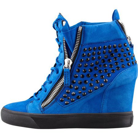 Studded Royal Blue Sneaker Wedges
