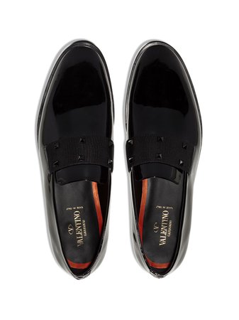 Valentino Garavani Tuxedo Rockstud Patent-Leather Loafers TY2S0C35UXX Black | Farfetch