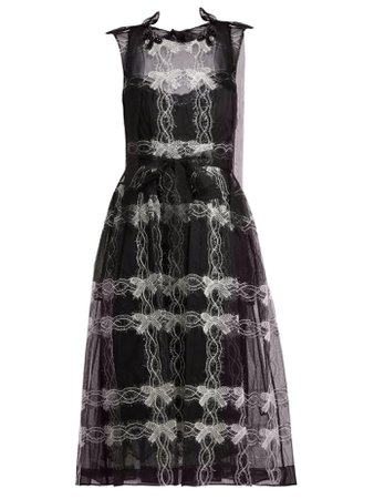Tinsel-embellished tulle midi dress | Simone Rocha | MATCHESFASHION.COM