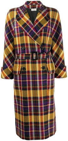 Pre-Owned 1980s double-breasted plaid coat