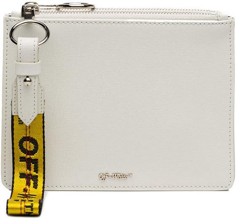 White double flat leather pouch
