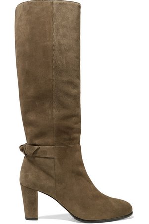 Alexandre Birman | Rachel bow-embellished suede knee boots | NET-A-PORTER.COM