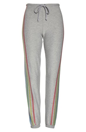Chaser Rainbow Stripe Knit Lounge Jogger Pants grey
