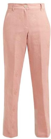 Alexa Cotton Blend Brocade Trousers - Womens - Pink