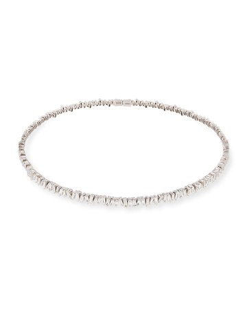 Suzanne Kalan 18K White Gold Diamond Baguette Choker Necklace, 3.0 tdcw | Neiman Marcus