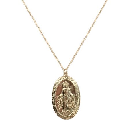 Gold Filled Saint Mary Medallion Charm Necklace