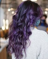 brown hair purple highlights