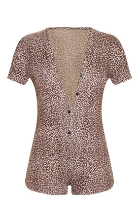 Leopard Wild Pj Romper | Nightwear & Onesies | PrettyLittleThing