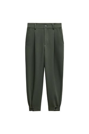 PLEATED TAPERED PANTS ZW COLLECTION - Khaki | ZARA United States