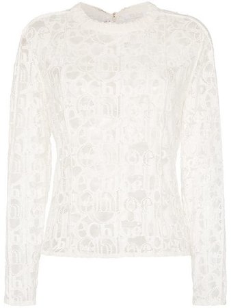Chloé lace logo cotton blend top $1,101 - Buy Online SS19 - Quick Shipping, Price
