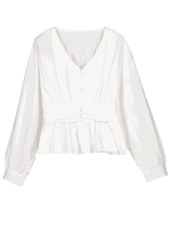 [39% OFF] 2019 Button Up Skirted Blouse In WHITE M | ZAFUL
