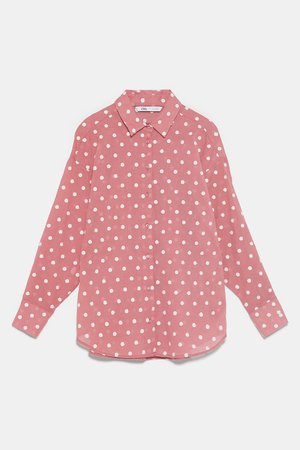 POLKA DOT SHIRT WITH EMBROIDERY - NEW IN-WOMAN-NEW COLLECTION | ZARA United States pink