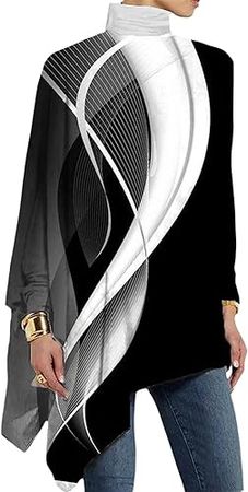 PORCLAY Womens Turtleneck Sweatshirt Long Sleeve Shirt 2023 Fall Trendy Turtle Neck Pullover Slim Fit Irregular Basic Tops at Amazon Women’s Clothing store