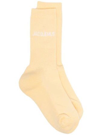 Jacquemus logo-print ankle socks yellow 211AC09211500200 - Farfetch