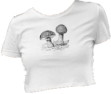 white mushroom shirt crop top