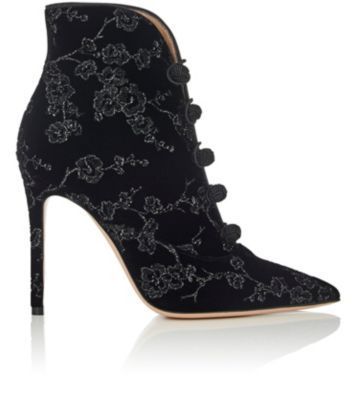 Gianvito Rossi Empress Velvet Ankle Boots In Black,floral