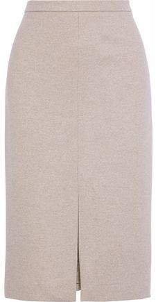 Nanna Leather-trimmed Wool-jersey Pencil Skirt