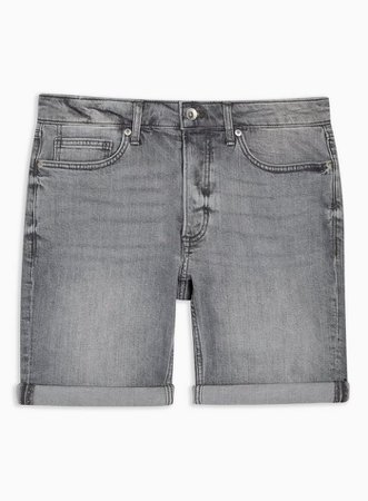 Grey Stretch Skinny Denim Shorts | Topman