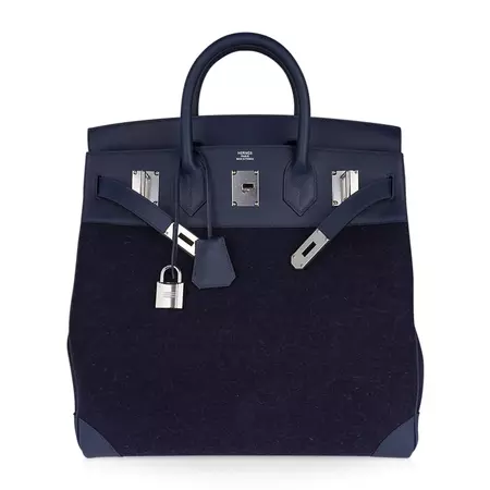 Hermes HAC 40 Birkin Men's Bag Bleu Nuit Todoo Feutre / Bleu de Malte Palladium For Sale at 1stDibs | mens birkin, hermes hac 40 men, hermes birkin duffle bag