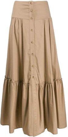 So Allure buttoned ruffle-trim skirt