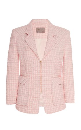 SOONIL Pink Tweed Military Jacket Size: 14