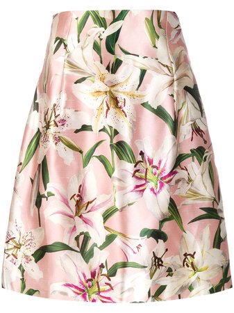 Dolce & Gabbana Floral Print Silk Skirt