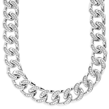 Iced out bling micro pave curb chain - CZ CUBAN 15 mm silver | Fruugo