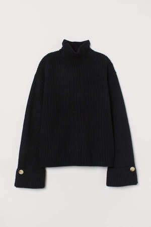 Rib-knit Wool-blend Sweater - Black