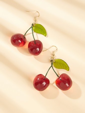Cherry Design Drop Earrings 1pair | ROMWE