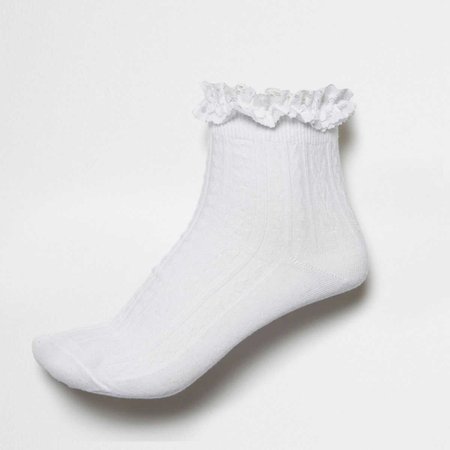 White frilly ankle socks - Tights & Socks - women