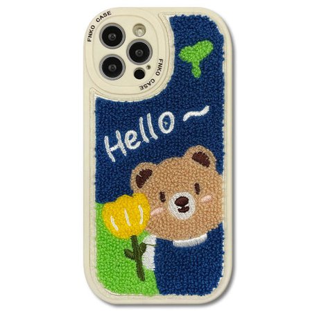 Teddy Bea Embroidery iPhone Case