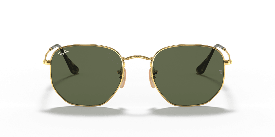Ray-Ban RB3548N HEXAGONAL FLAT LENSES 51 Green Classic G-15 & Gold Sunglasses | Sunglass Hut USA
