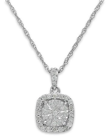 Macy's Diamond Cushion Pendant Necklace in Sterling Silver (1/3 ct. t.w.) & Reviews - Necklaces - Jewelry & Watches - Macy's
