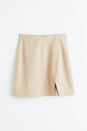 Short Wrap-front Skirt - Beige - Ladies | H&M US