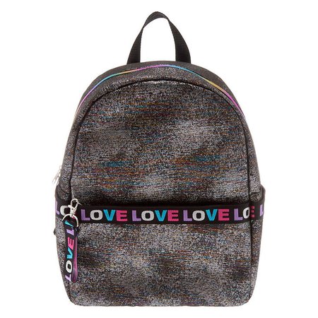 Rainbow Lurex Love Backpack - Black | Claire's US
