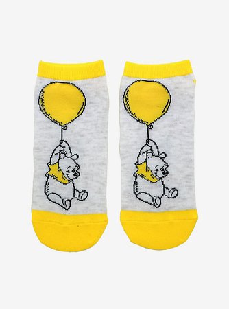 Disney Winnie The Pooh Yellow Balloon No-Show Socks