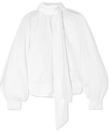 Tie-detailed Cotton-poplin Blouse - White