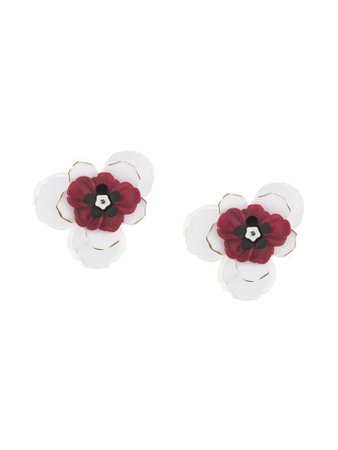 Biyan flower appliqué clip-on earrings white & red ABSS21018 - Farfetch