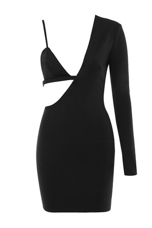 'Go Low' Black Bikini Top Mini Dress - Mistress Rock