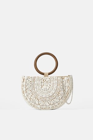 NATURAL BEADED OVAL CROSSBODY BAG - View all-BAGS-WOMAN | ZARA United States